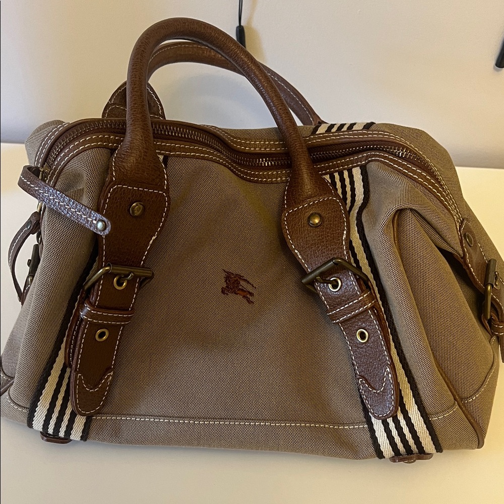 Brown Canvas and Leather Handbag